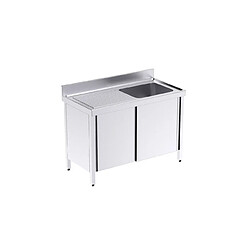 Plonge Inox Professionnelle Profondeur 550 Egouttoir Gauche et Portes Coulissantes - Distform