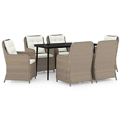 vidaXL Ensemble de salle à manger de jardin 7 pcs Marron