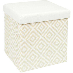 The Home Deco Factory Pouf coffre pliable tressage Mirage blanc.