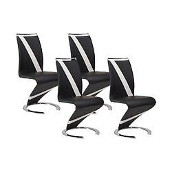 Vente-Unique Lot de 4 chaises TWIZY - Simili noir &amp; blanc