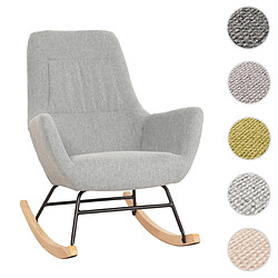 Mendler Fauteuil à bascule HWC-N13, Fauteuil relax à bascule Fauteuil TV, bois massif métal tissu/textile 320g/m² ~ gris-vert