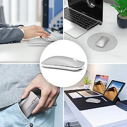 Acheter Souris sans fil de charge ultra-mince silencieuse Bluetooth 5.0 + Bluetooth 3.0 + 2.4G souris portable à trois modes argent