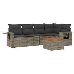 Maison Chic Salon de jardin 6 pcs avec coussins | Ensemble de Table et chaises | Mobilier d'Extérieur gris résine tressée -GKD96550