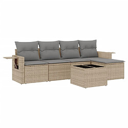 vidaXL Salon de jardin avec coussins 6 pcs beige résine tressée