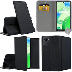 Htdmobiles Housse pour Realme C30 / Narzo 50i Prime - etui coque pochette portefeuille + verre trempe - NOIR MAGNET