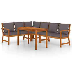 Maison Chic Ensemble à manger d'extérieur 5 pcs avec coussins,Salon de jardin,Mobilier de jardin Bois acacia -GKD356287