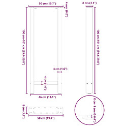 vidaXL Pieds de table basse blanc 2 pcs 50x(100-101) cm acier pas cher