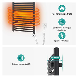 Avis EMKE Sèche-Serviettes Électrique avec Élément Chauffant Thermostat, Chauffe Serviettes à Température Constante de la Salle de Bain, Baguette Chauffante avec Minuterie, 75x40cm, 250W, Anthracite