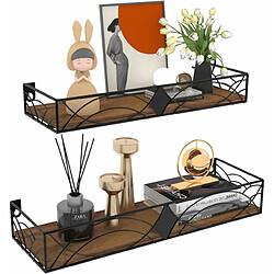 Vendos85 Lot de 2 Etagères Flottantes Murale rustique en bois pour la Cuisine, la Salle de Bain