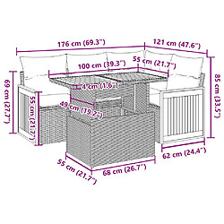 vidaXL Salon de jardin avec coussins 5 pcs beige résine tressée acacia pas cher