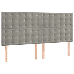 Maison Chic Lot de 4 Têtes de lit design pour chambre - Décoration de lit Gris clair 100x5x78/88 cm Velours -MN59254