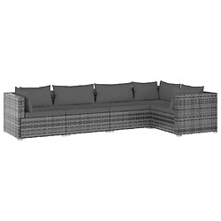 Maison Chic Salon de jardin 5 pcs + coussins - Mobilier/Meubles de jardin - Table et chaises d'extérieur Résine tressée Gris -MN22032