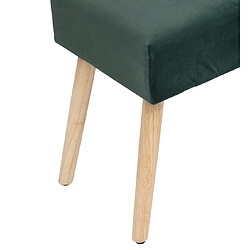 Pegane Banc d'assise en velours vert cèdre et pieds en bois coloris naturel - Longueur 100 x Profondeur 35 x Hauteur 45 cm