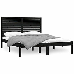 Maison Chic Lit Moderne Chambre - Cadre/structure de lit pour adulte Noir Bois massif 150x200 cm Très grand -MN90988 