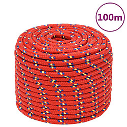 VidaXL Corde de bateau - Rouge - 12 mm - 100 m Corde de bateau en polypropylène - 12 mm - Longueur 100 m