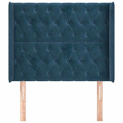 Avis Maison Chic Tête de lit scandinave avec oreilles,meuble de chambre Bleu foncé 93x16x118/128 cm Velours -MN32261