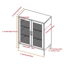 Avis Venture Home Buffet 2 portes grillagées en acier Misha Gris.