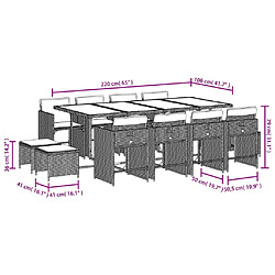 vidaXL Ensemble à manger de jardin 13 pcs coussins noir résine tressée pas cher