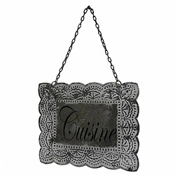 L'Héritier Du Temps Plaque Décorative Porte à Suspendre Ecriteau avec Inscription "Cuisine" en Fer Patiné Gris 0,1x16,5,24,5cm