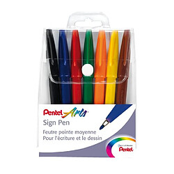 Stylo feutre Pentel Sign Pen couleurs assorties 1 mm - Pochette de 7