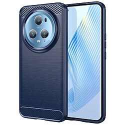 Htdmobiles Coque pour Huawei Honor Magic 5 Pro 5G - housse etui silicone gel carbone + verre trempe - BLEU FONCE