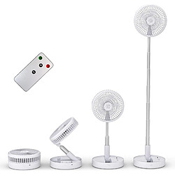 (Blanc) Ventilateur Sur Pied Portatif de 7,7 Pouces avec Télécommande, Ventilateur Électrique Pliable avec Batterie Rechargeable de 7200 mAh, Ventilateur Silencieux pour Chambre/Bureau,