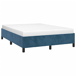 Avis Maison Chic Lit adulte - Lit simple Cadre de lit,Structure du lit Contemporain Bleu foncé 140x190 cm Velours -MN37085