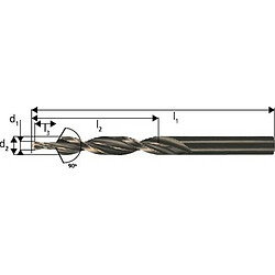 GUHRING Foret étagé à queue cylindrique avant-trou 90°, filetage M10, foret h9 (d1) x fraise h8 (d2) 8,5 x 11,0 mm