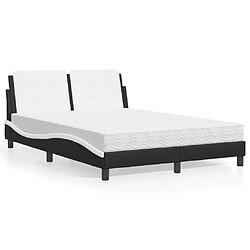 Vidaxl Lit avec matelas noir et blanc 140x190 cm similicuir