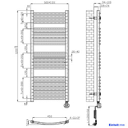 EMKE Sèche-Serviettes Électrique avec Élément Chauffant Thermostat, Chauffe Serviettes à Température Constante de la Salle de Bain, Baguette Chauffante avec Minuterie, 120x50cm, 500W, Anthracite pas cher