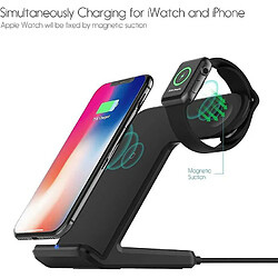 Chrono Nouvelle version du chargeur sans fil 2 en 1, station d'accueil de chargement Apple Watch, mode table de nuit pour iWatch Series SE 6 5 4 3 2 1, support de chargement rapide pour iPhone 12 11 Pro Max X XR XS 8 8 Plus,(noir)