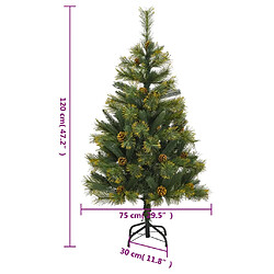 vidaXL Sapin de Noël artificiel articulé avec pommes de pin 120 cm pas cher