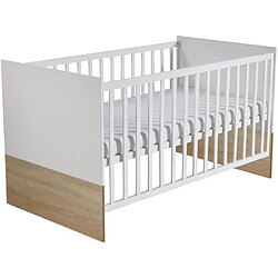 Acheter No Name Chambre bébé duo - Lit évolutif 70 x 140 cm + Commode a langer avec plan a langer inclus - ROBA - Bicolore blanc / décor chene clair