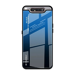 Wewoo Coque Pour Galaxy A80 Gradient Color Glass Case Blue