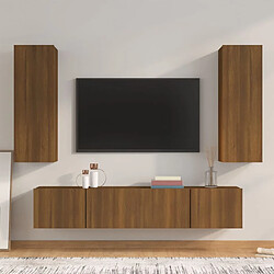 Maison Chic Ensemble de meubles TV 4 pcs | Banc TV Moderne pour salon | Meuble de Rangement - Chêne marron Bois d'ingénierie -MN81777