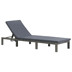 vidaXL Chaise longue avec coussin Résine tressée Anthracite 