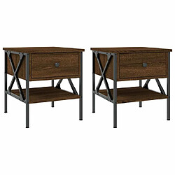 Maison Chic Lot de 2 Tables de chevet - Tables de Nuit chêne marron 40x42x45 cm bois ingénierie