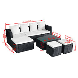 vidaXL Salon de jardin 4 pcs avec coussins Résine tressée Noir pas cher