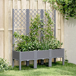 Maison Chic Jardinière,Bac à fleurs avec treillis - pot de fleur gris 120x40x142 cm PP -GKD43370