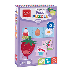 Apli Puzzle Origine des Aliments - 36 Pièces de 7x7 cm - Carton 2mm avec Finition Brillante - Développe Compétences et Estime de Soi - Coloré