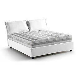 Autrement Talamo Italia Veronica lit double avec conteneur, Made in Italy, en tissu déhoussable, 160x200 cm, avec ouverture frontale, Blanc, avec matelas inclus.