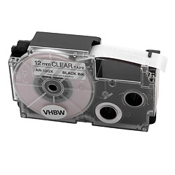 vhbw cassette cartouche 12mm noir sur transparent pour imprimante d´étiquette Casio CW-L300, KL-100E, KL-120, KL-130, KL-1500, KL-200