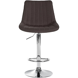 Avis Decoshop26 Tabouret de bar x1 réglable en hauteur pivotant à 360° assise en tissu taupe couture verticale pied métal aspect chromé 10_0005434