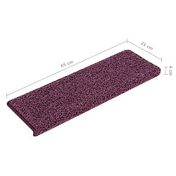 vidaXL Tapis d'escalier 15 pcs 65x21x4 cm Violet foncé pas cher