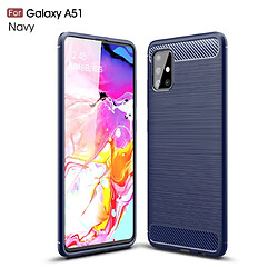 Wewoo Coque Souple Pour Galaxy A51 TPU en fibre de carbone texture brossé bleu marine