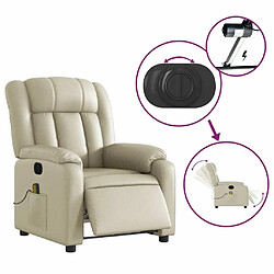 Maison Chic Fauteuil Relax pour salon, Fauteuil de massage inclinable électrique crème similicuir -GKD58444 pas cher