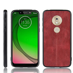 Wewoo Coque Pour Motorola Moto G7 Power Shockproof Couture Vache Motif Peau PC + PU + TPU Case Rouge