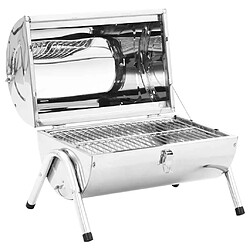 vidaXL Barbecue au charbon portable Acier inoxydable Grilles doubles