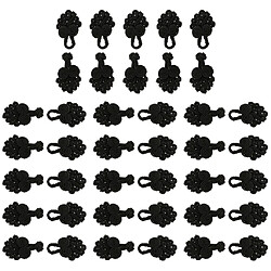 20 paires de boutons de grenouille noire chinoise avec des perles pour cheongsam noir