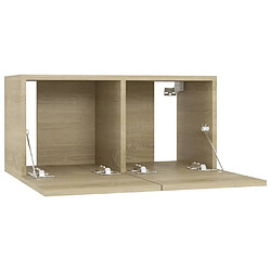 Maison Chic Meuble TV scandinave mural suspendu - Chêne sonoma 60x30x30 cm -MN60459 pas cher